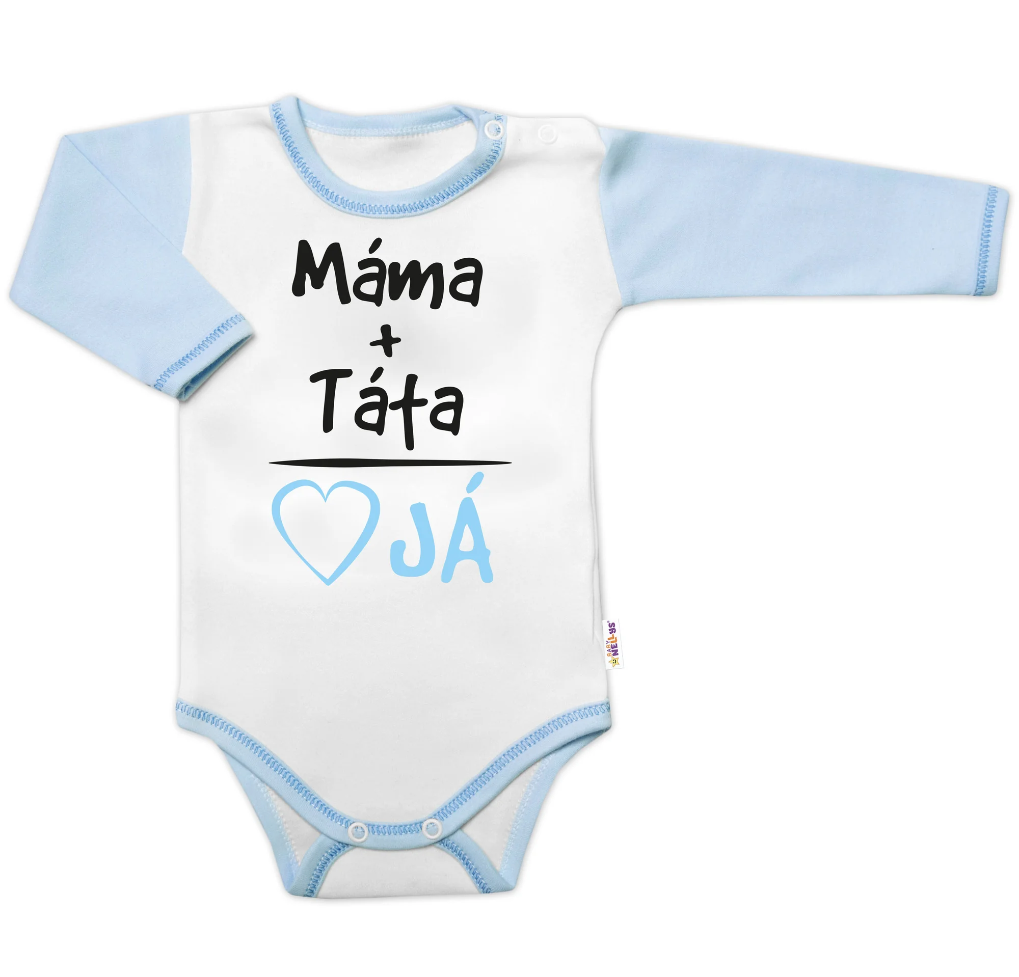 Baby Nellys Body dlouhý rukáv s vtipným textem, Máma+Táta, vel. 80, kluk