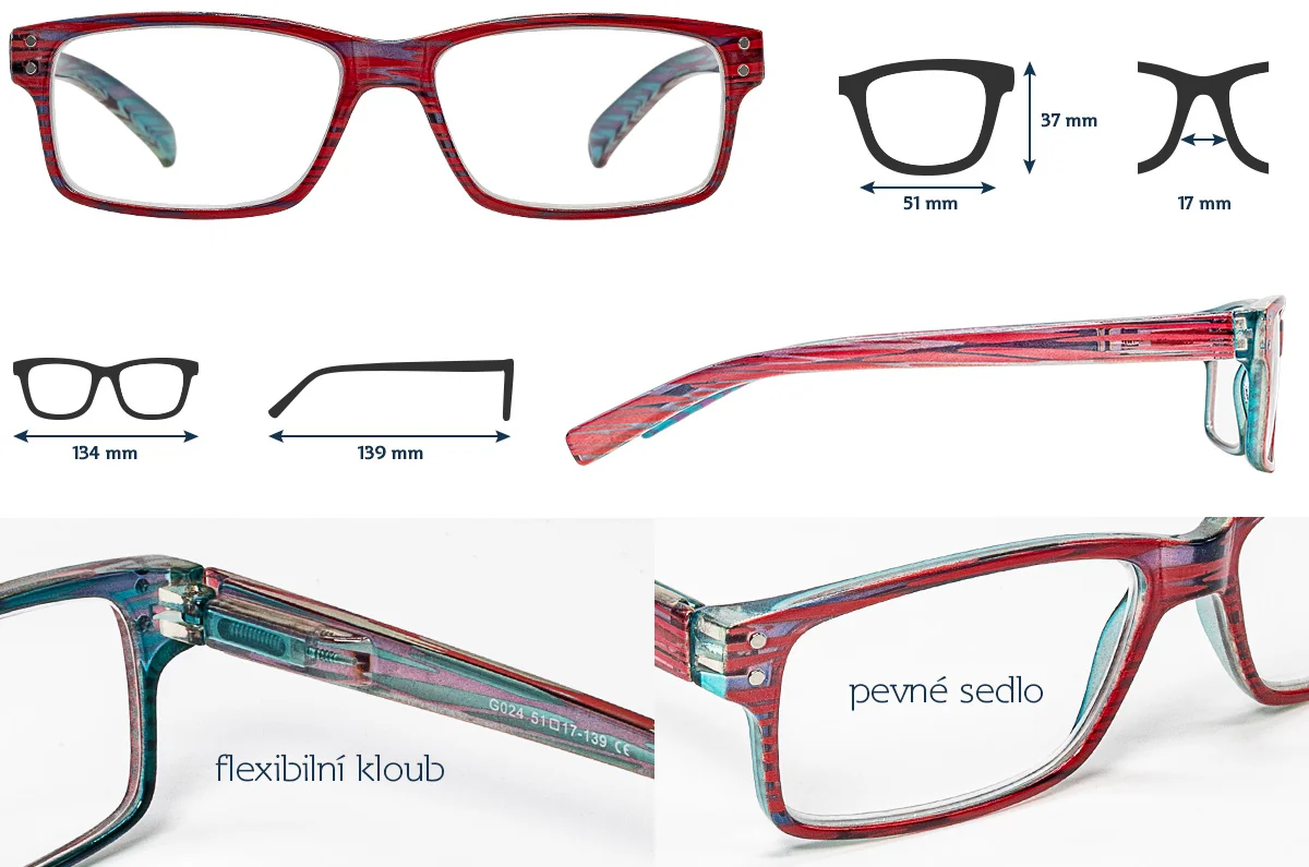 Glassa Brýle na čtení G 024 +2,00 růžovo/tyrkysové