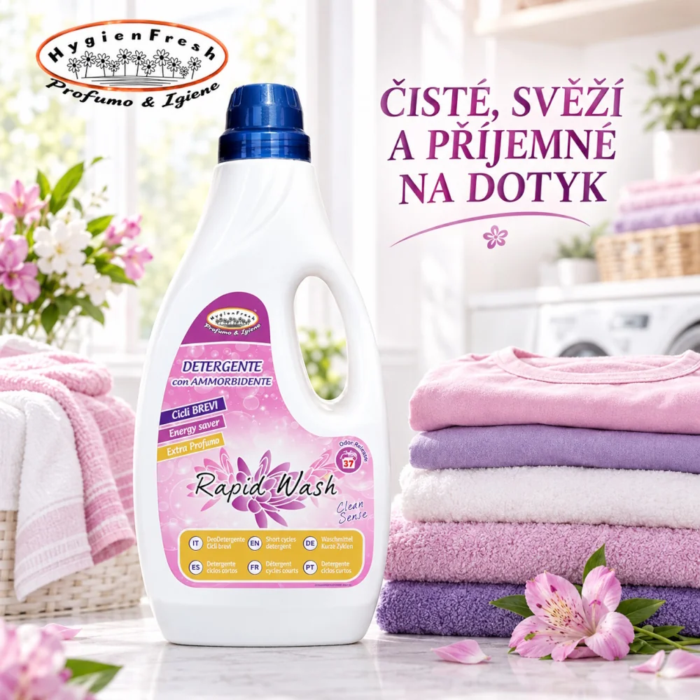 HygienFresh Rapid Wash Clean Sense 4v1 prací gel na krátké prací cykly s aviváží 1,5 l