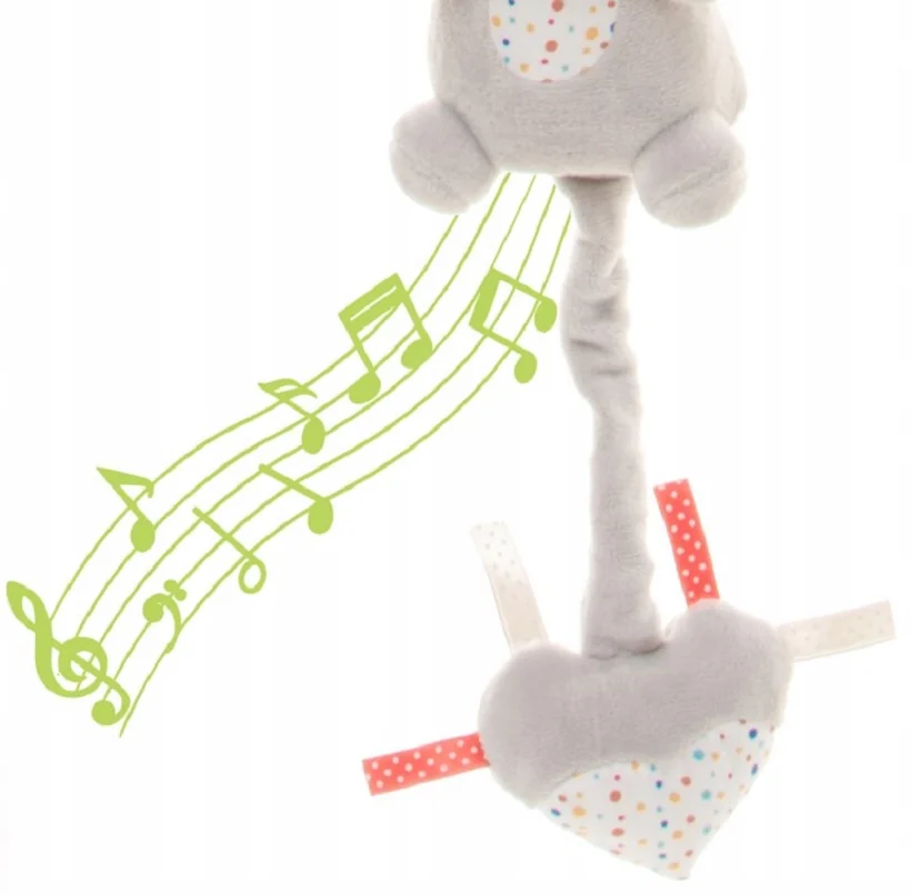 4 BABY Závěsná plyšová hračka s melodií, Rabbit, šedá