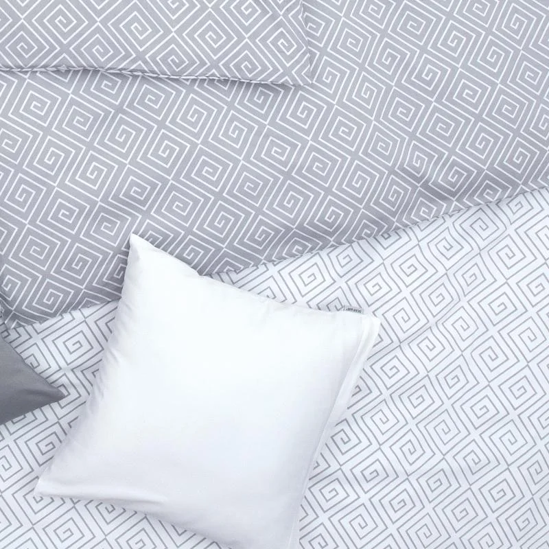 SCANquilt povlečení SATÉN DESIGN kristal bílošedá+šedobílá 140 x 200/70 x 90 cm