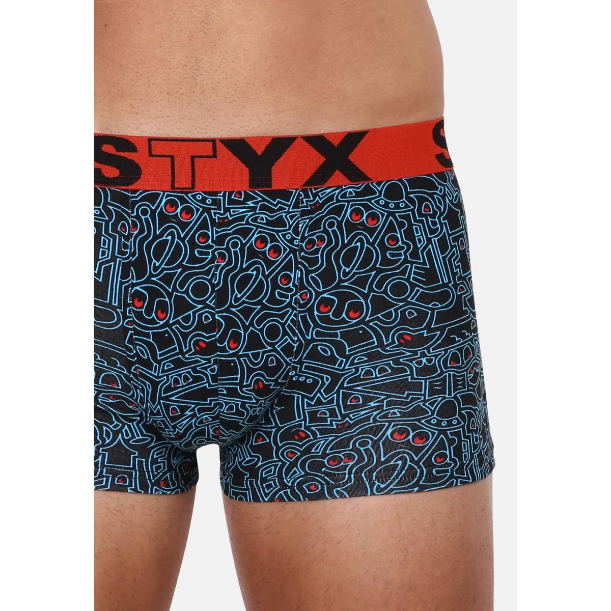 Styx Pánské boxerky art sportovní guma nadrozměr doodle (R1256) 5XL