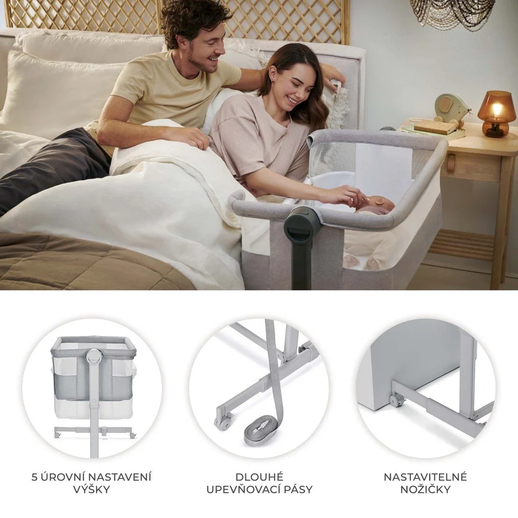 Kinderkraft Postýlka dětská polohovatelná Nestee Up2 Full Light Grey