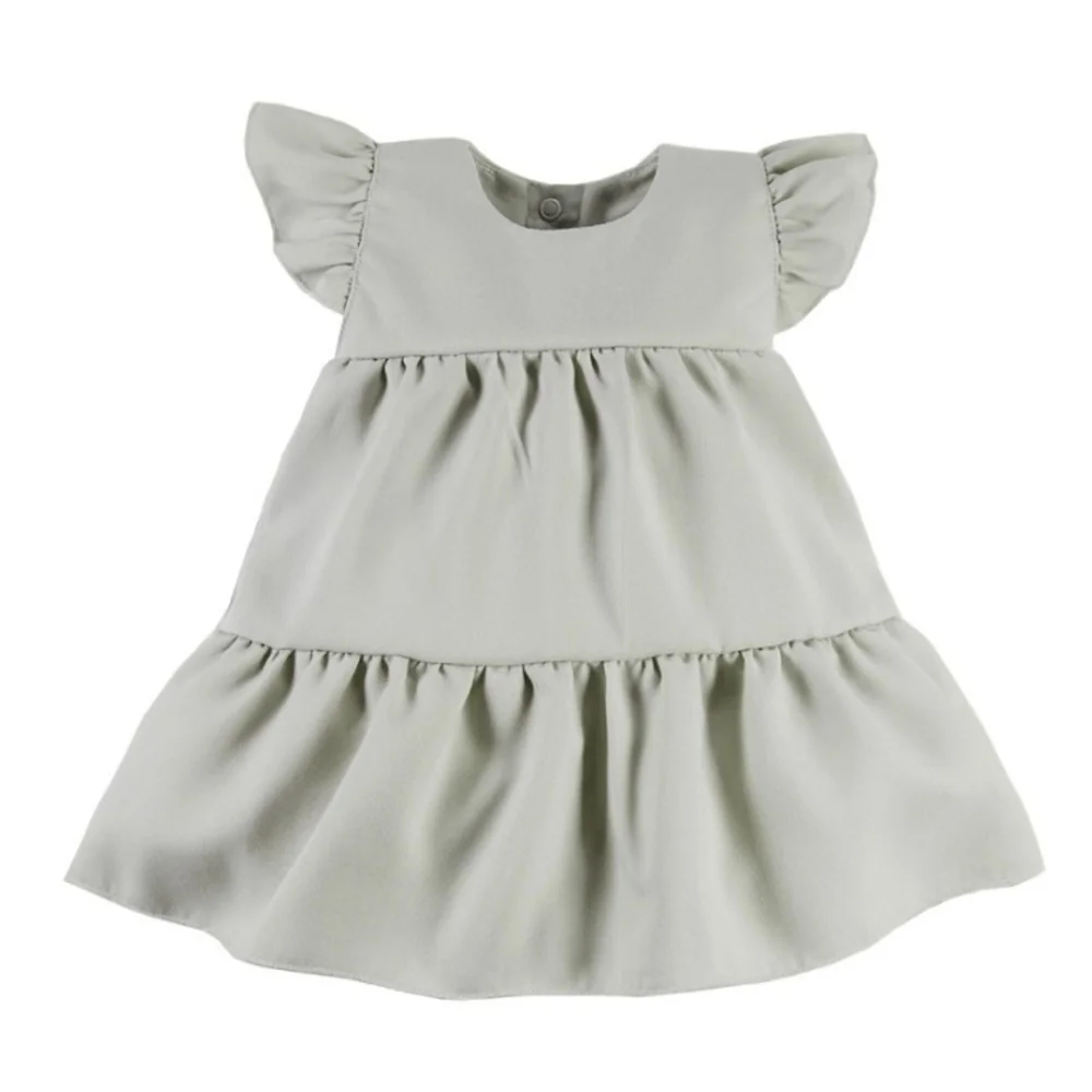 EEVI Dívčí šaty s volánky Nature - khaki, vel. 80