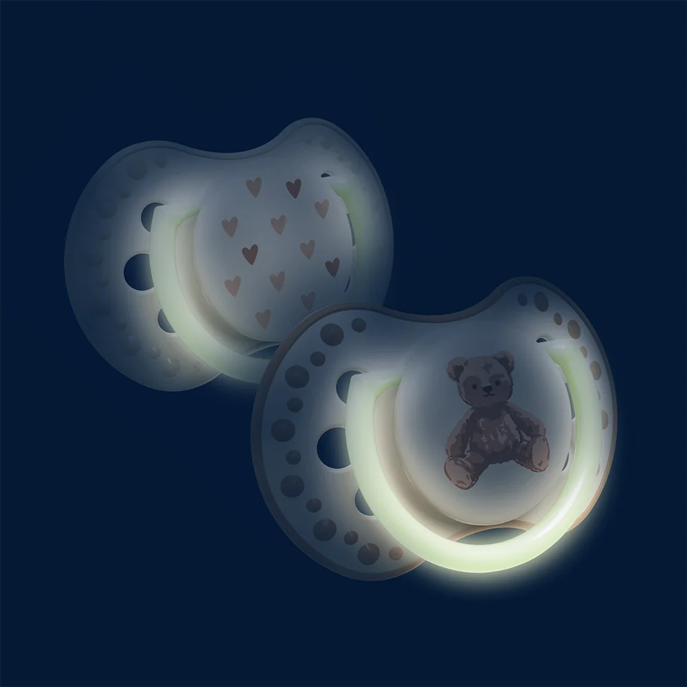 LOVI Teddy Love Dudlík svítící silikonový dynamický 0–6m 2 ks