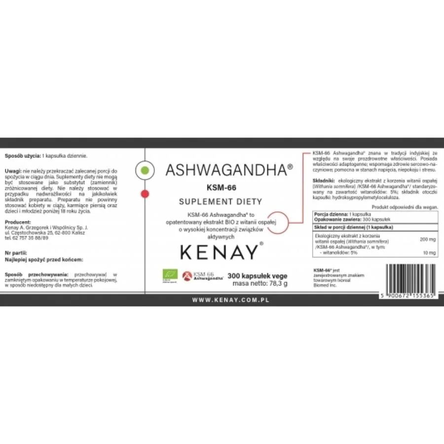 Kenay KSM 66 Ashwagandha BIO 300 kapslí