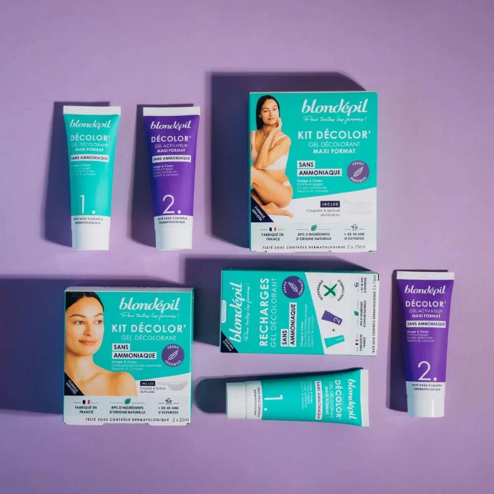 Blondépil Decolor’ set pro bělení chloupků na obličeji bez amoniaku 4 ks