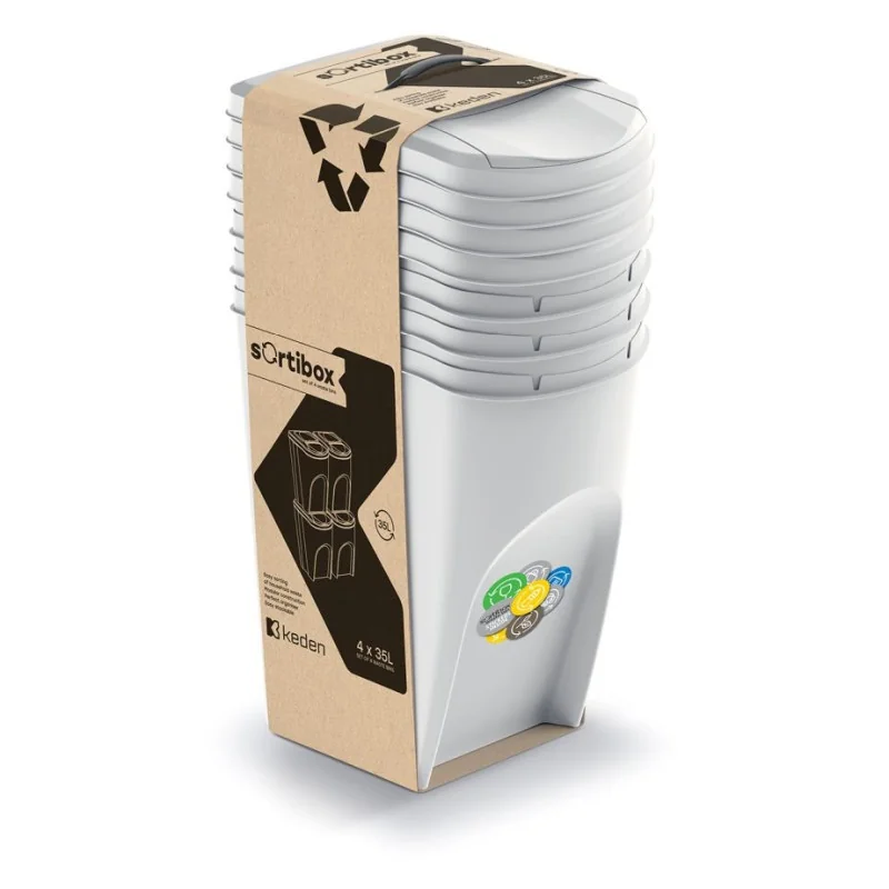 prosperplast Odpadkový koš SORTIBOX 4 x 35 l popelavý 