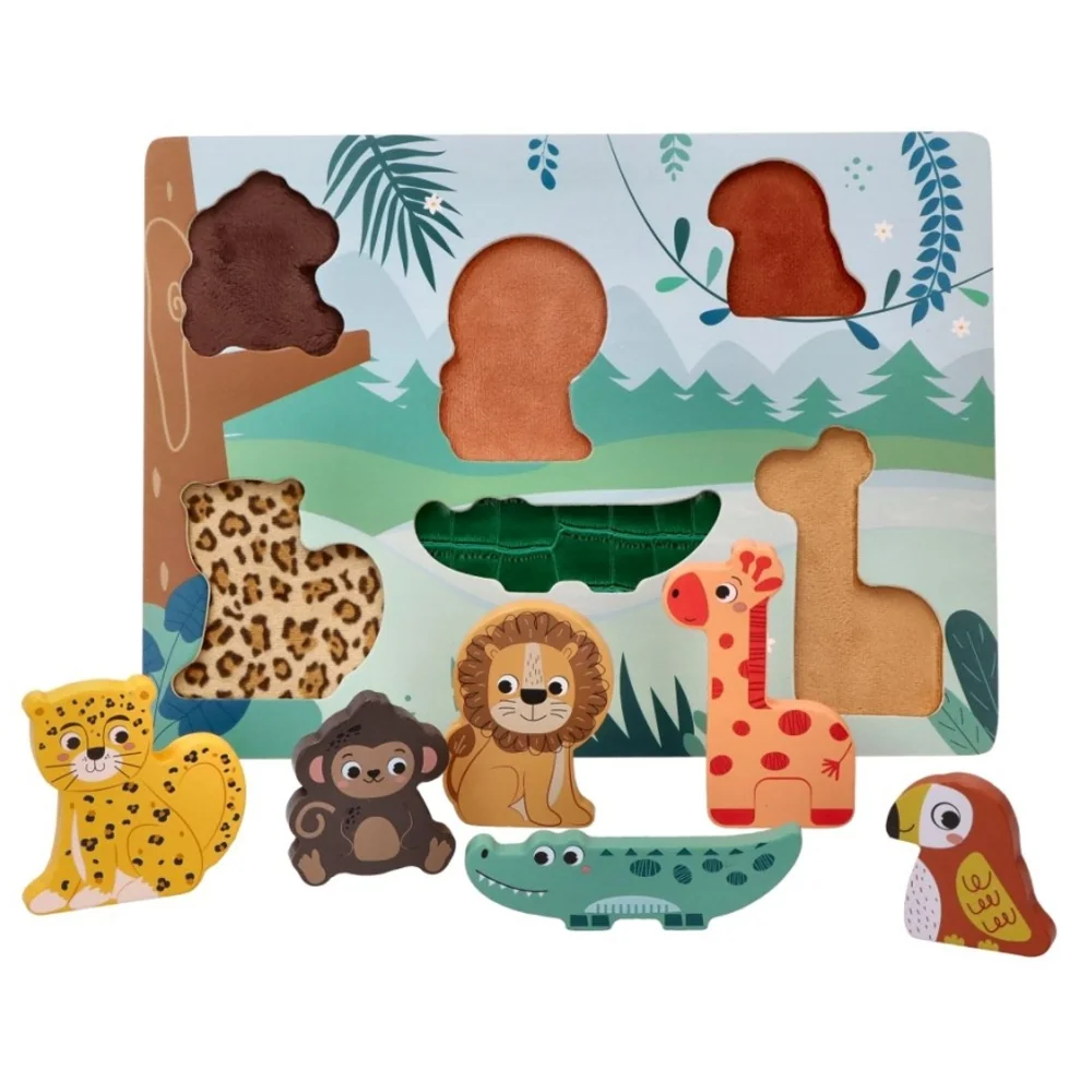 Adam Toys Dřevěné zábavné vkládací puzzle, Safari 3D