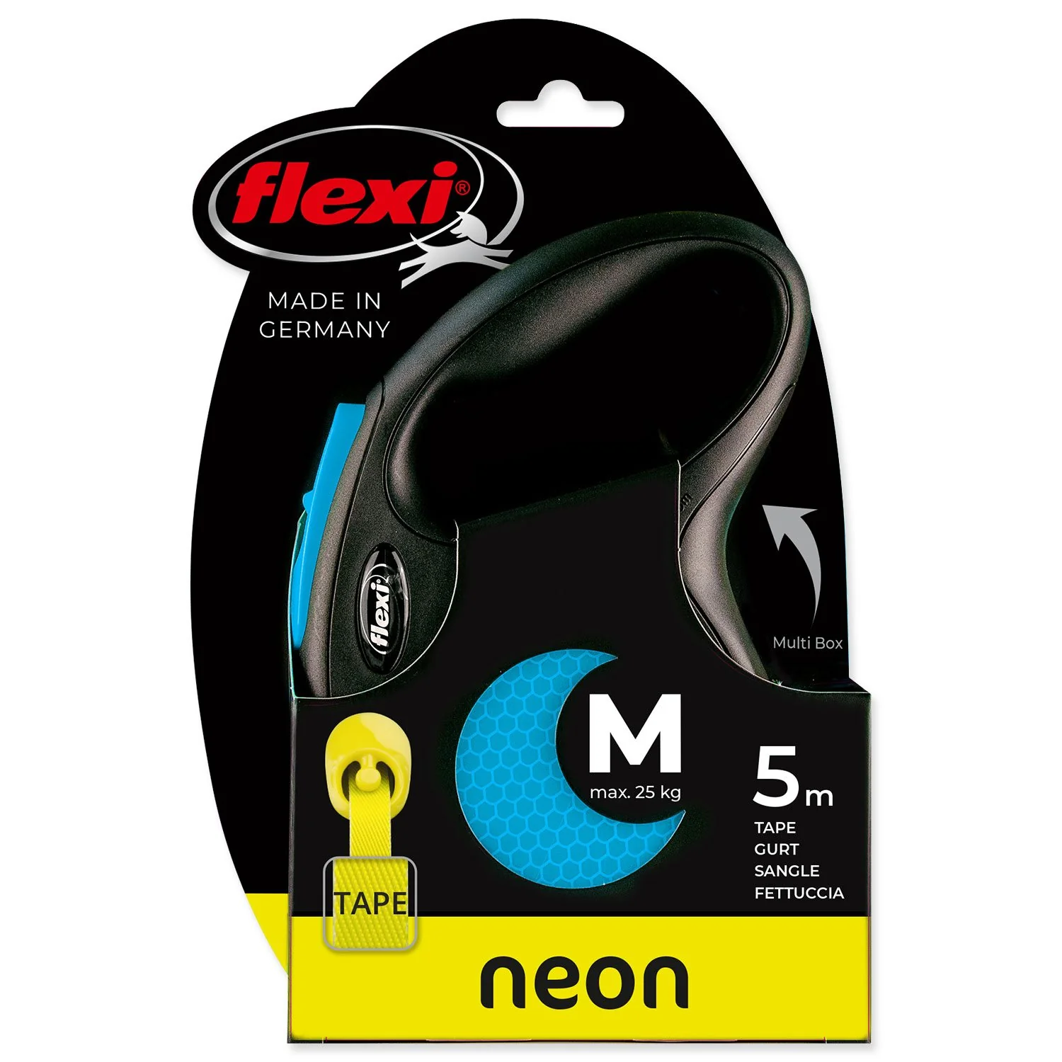 Flexi Vodítko Neon páska M modré 5m