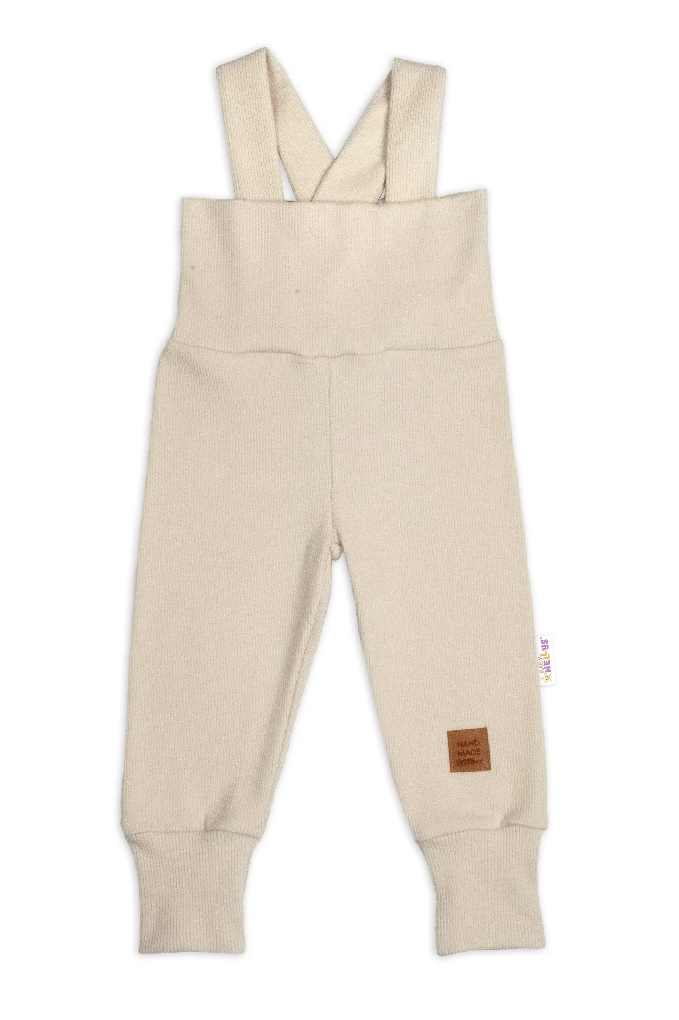 Baby Nellys Rostoucí legíny se šlemi, žebrované s širokým pásem - béžové, 92/98