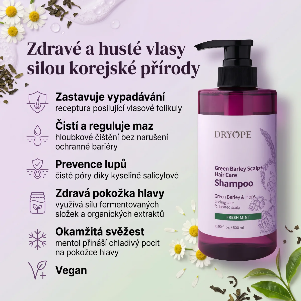 DRYOPE Fresh Mint šampon při vypadávání vlasů 500 ml