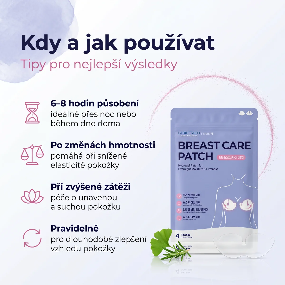 Wooshin Labottach Hydrogelové náplasti na zpevnění prsou 2 páry