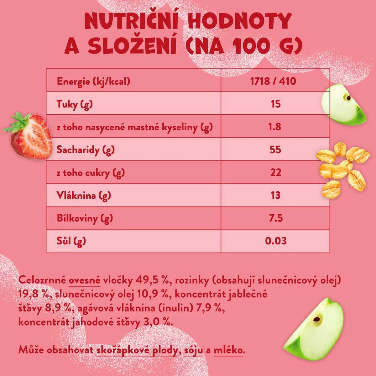 Goodies Ovesná tyčinka Jahody a jablko 23 g
