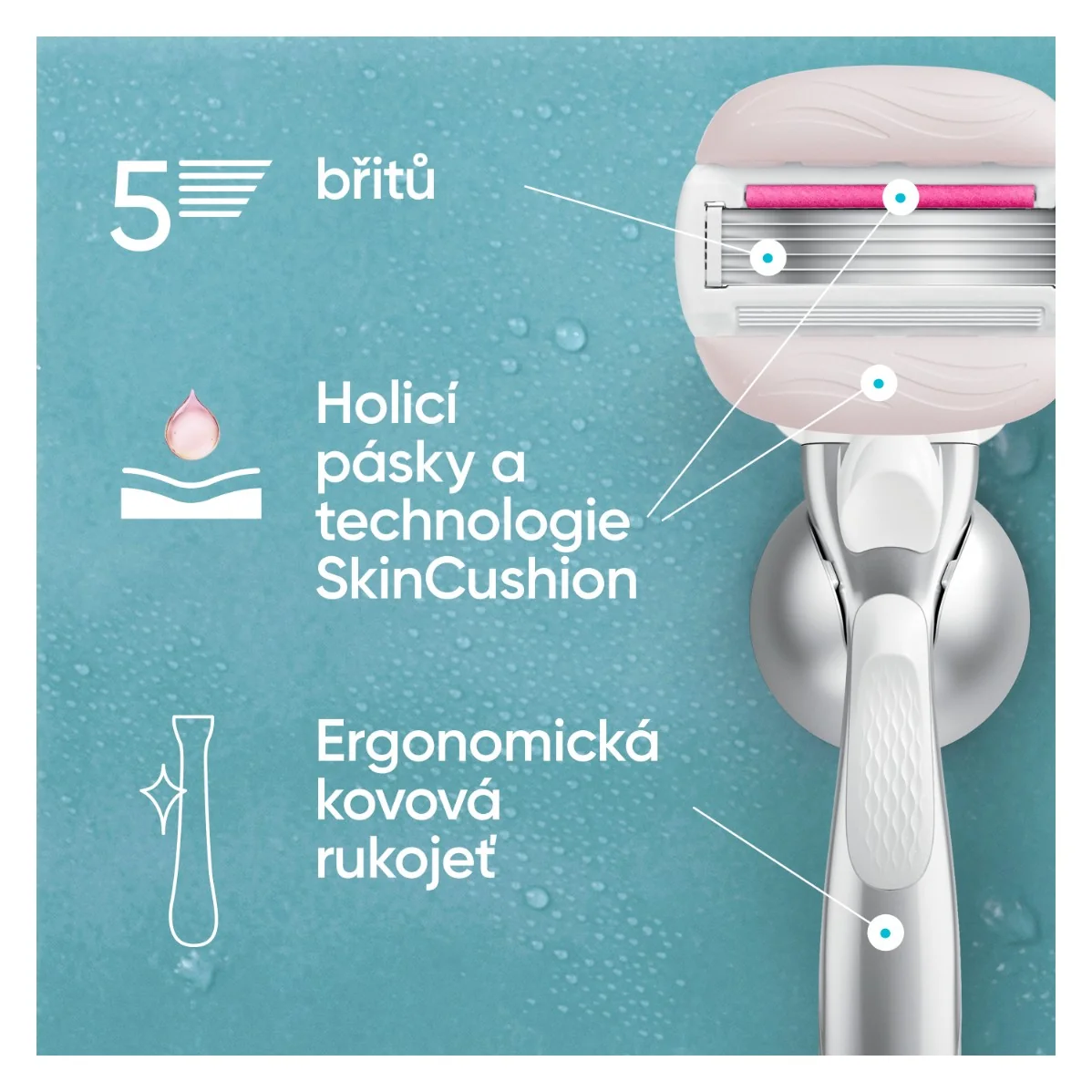 Gillette Venus Pro ComfortGlide Sugarberry náhradní holicí hlavice + kryt na žiletku 6 ks