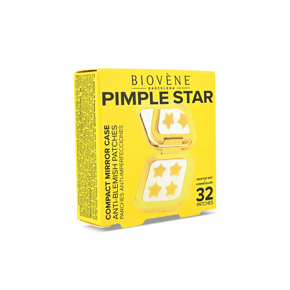 BIOVÉNE Pimple Patches hvězdičkové náplasti v pouzdře se zrcátkem 32 ks žluté