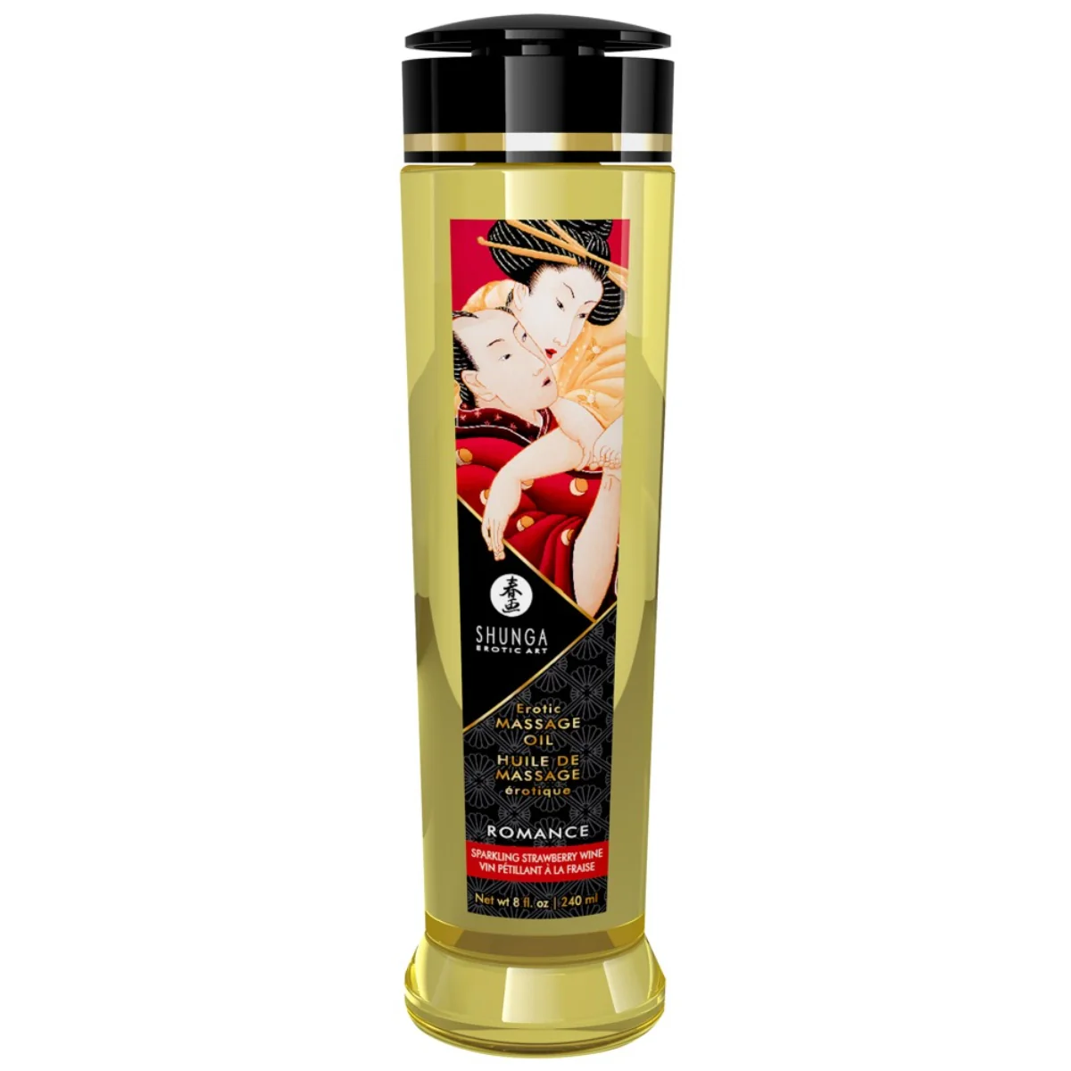 Shunga Erotic Massage Oil Romance, jahoda-šampaňské, 240 ml