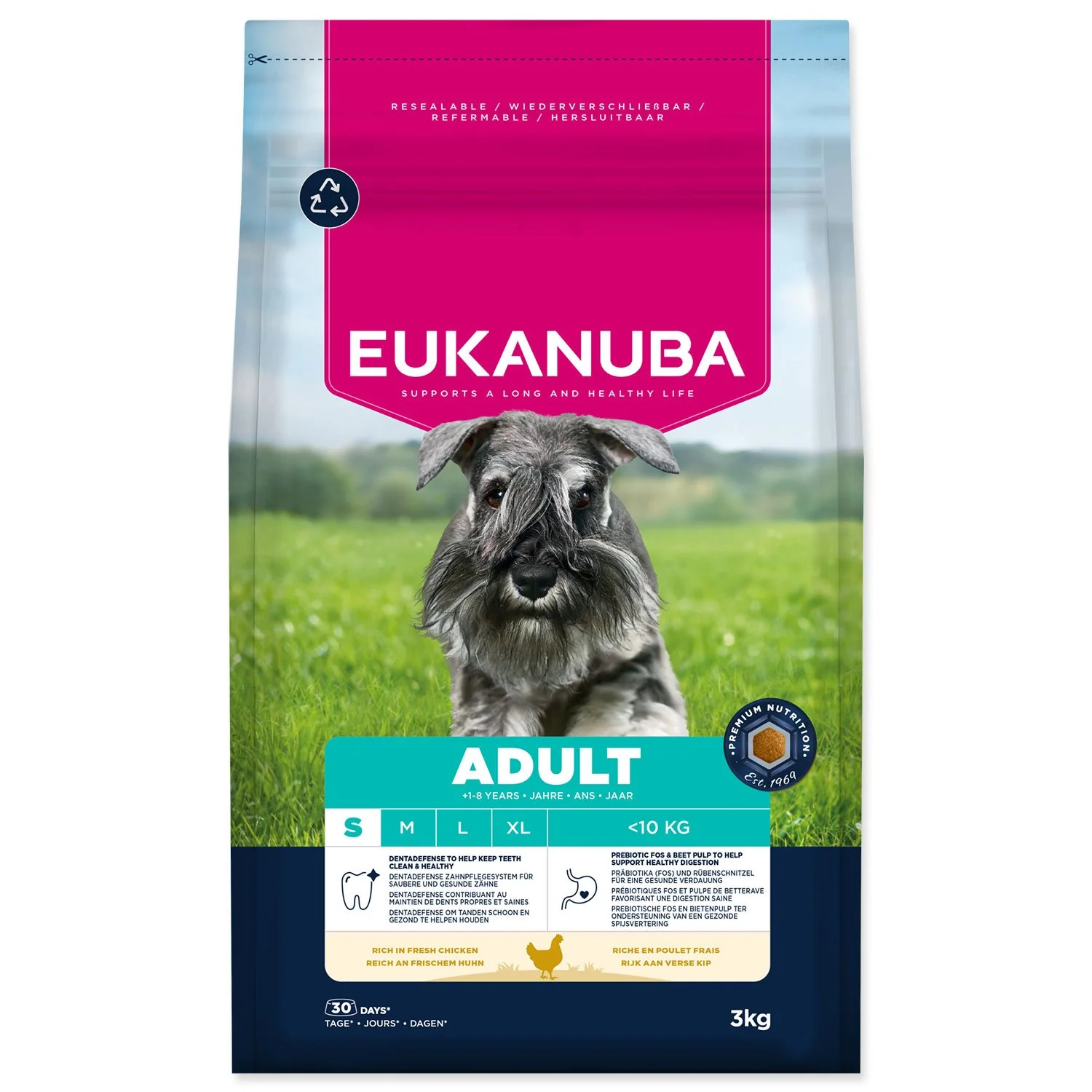 Eukanuba Krmivo Adult Small breed rich in fresh chicken 3kg