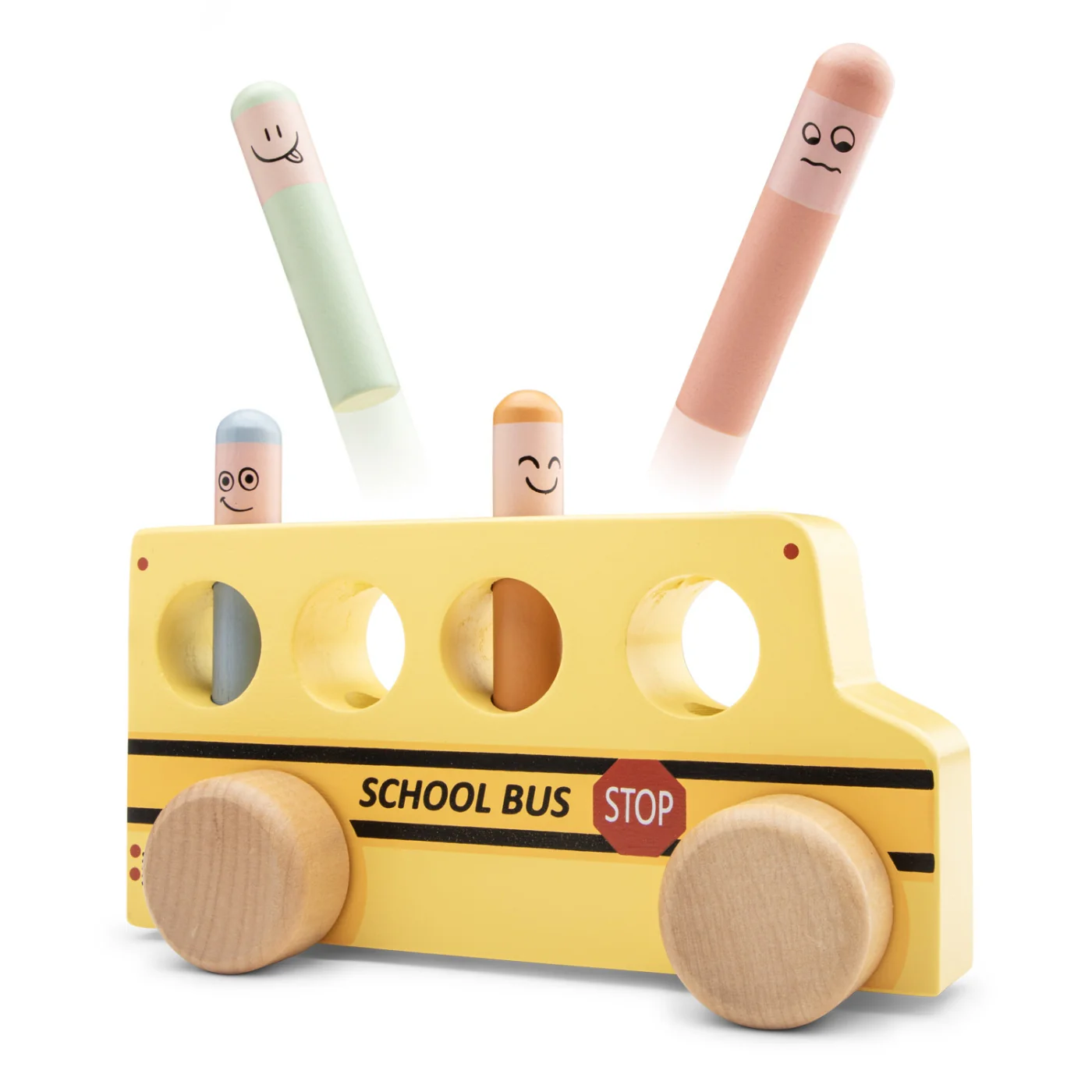 New Classic Toys Pop-up - vyskakovací kolíčky - školní autobus