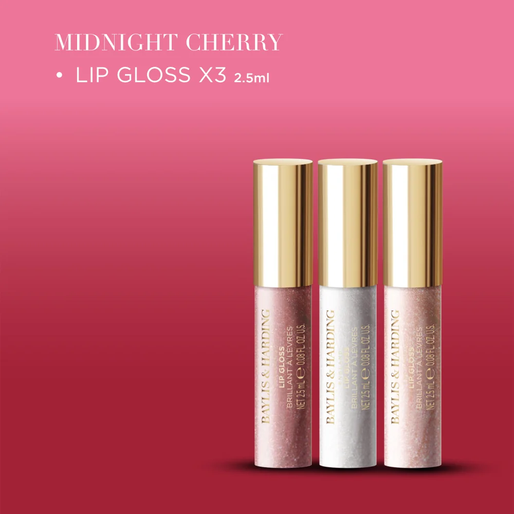 Baylis & Harding Sada lesků na rty Midnight Cherry 3x2,5 ml