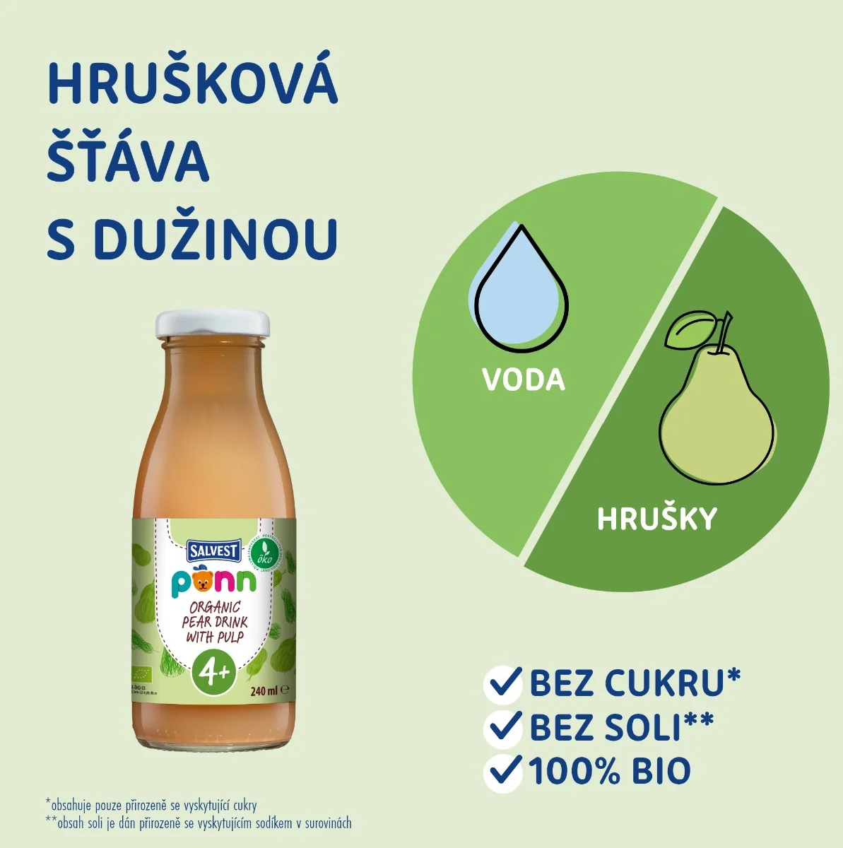 SALVEST Põnn BIO Hrušková šťáva s dužinou 240 ml