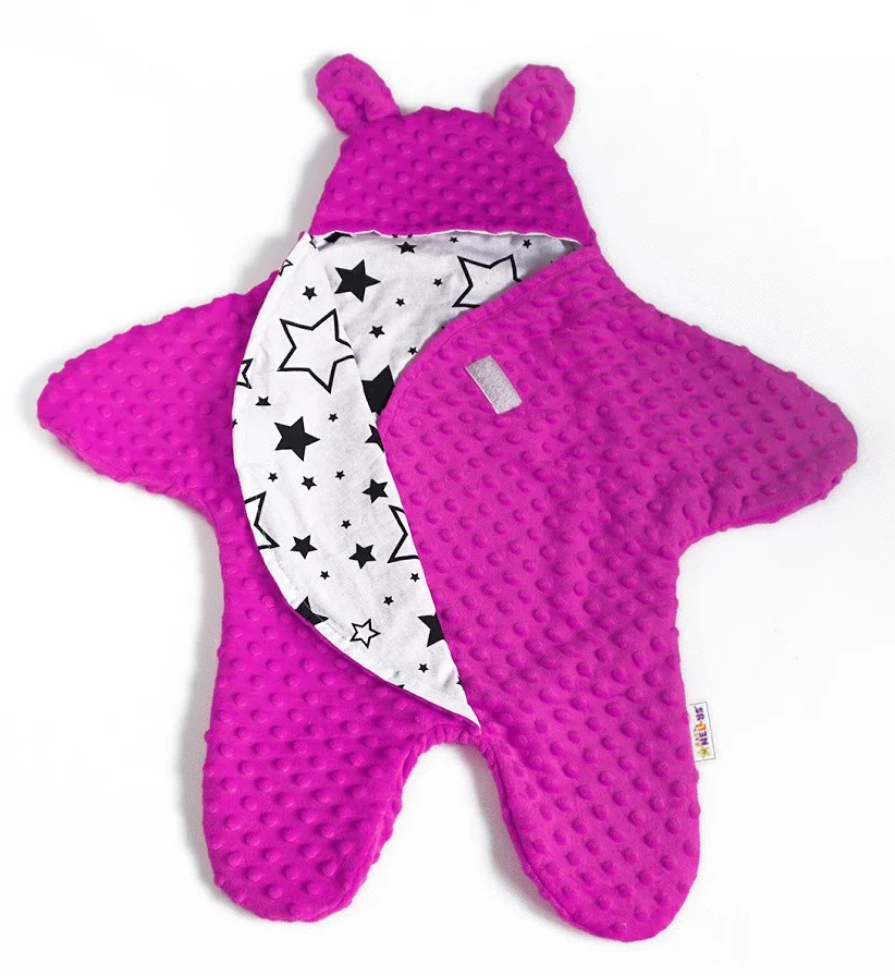Baby Nellys Fusak, spacáček do autosedačky,kočárku s oušky, minky,růžová
