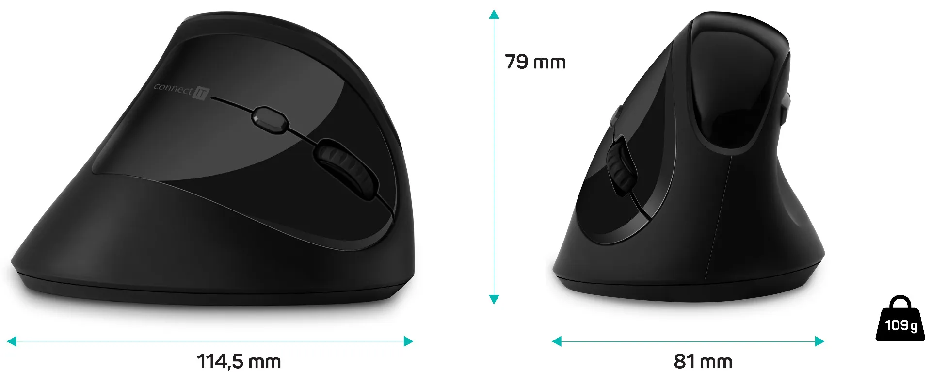 Connect IT CMO-2801-BK ergonomická vertikální myš černá