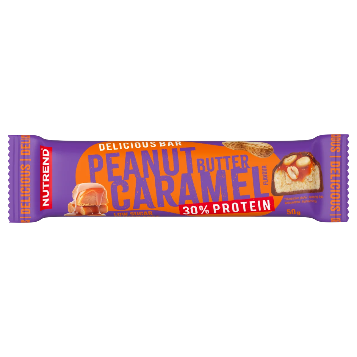 Nutrend DELICIOUS BAR arašídové máslo + karamel tyčinka 50 g