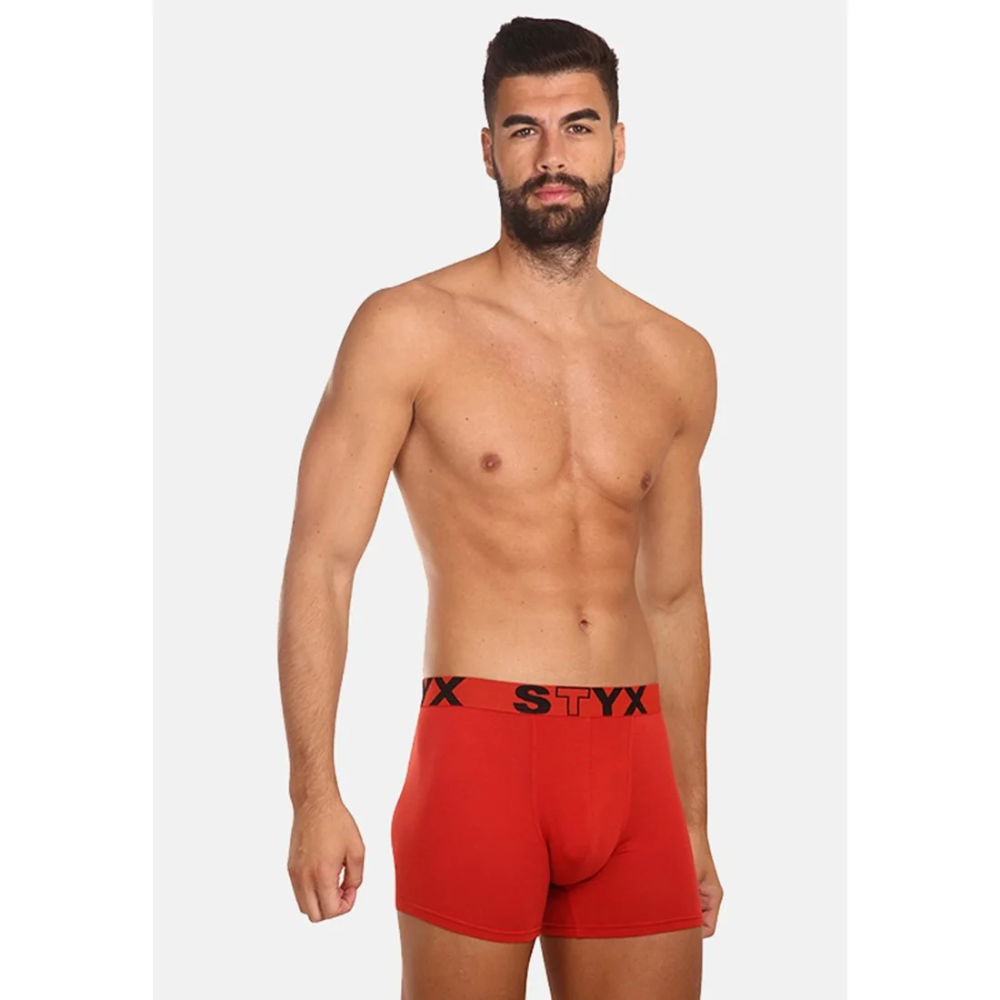 Styx Pánské boxerky long sportovní guma červené (U1064) S