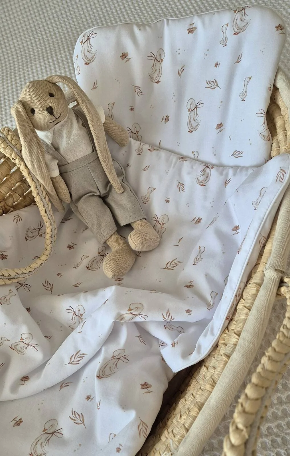 Baby Nellys Sada do kočárku, bavlněná 2D sada, GOOSE, bílá, Husičky