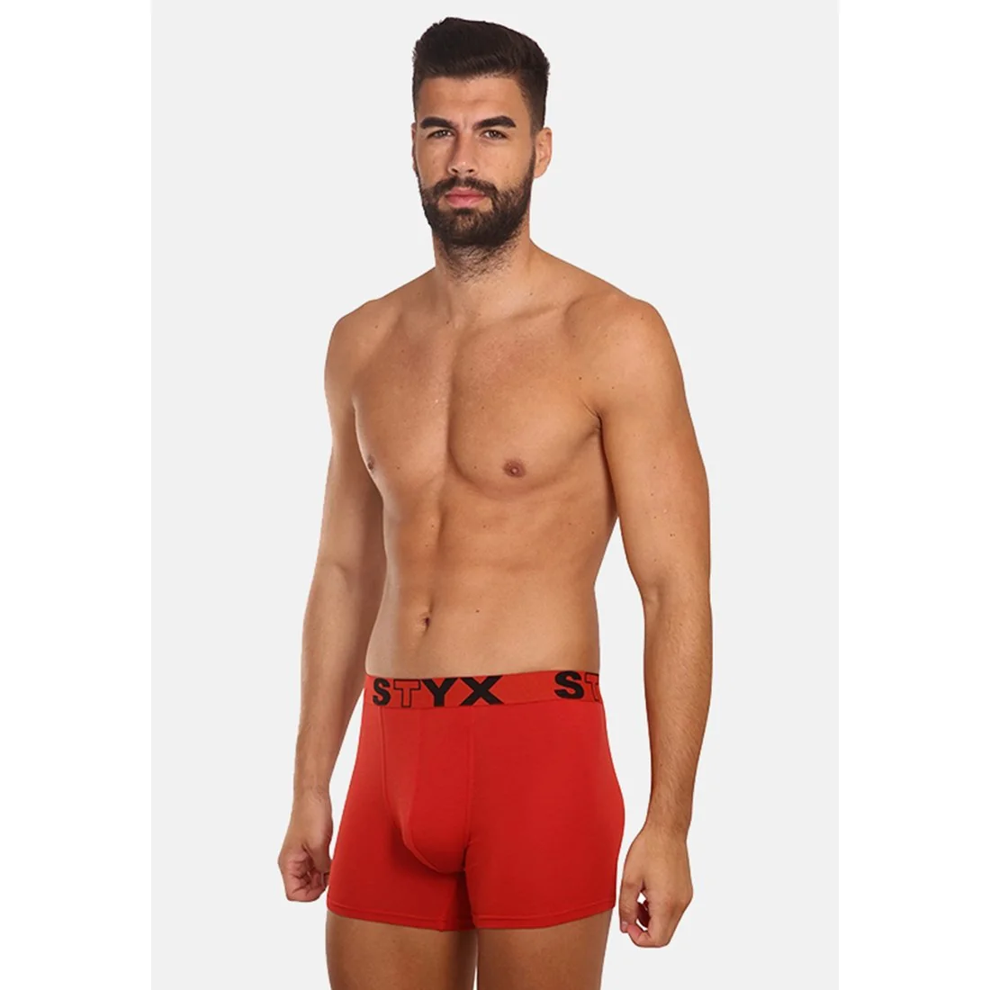 Styx Pánské boxerky long sportovní guma červené (U1064) S