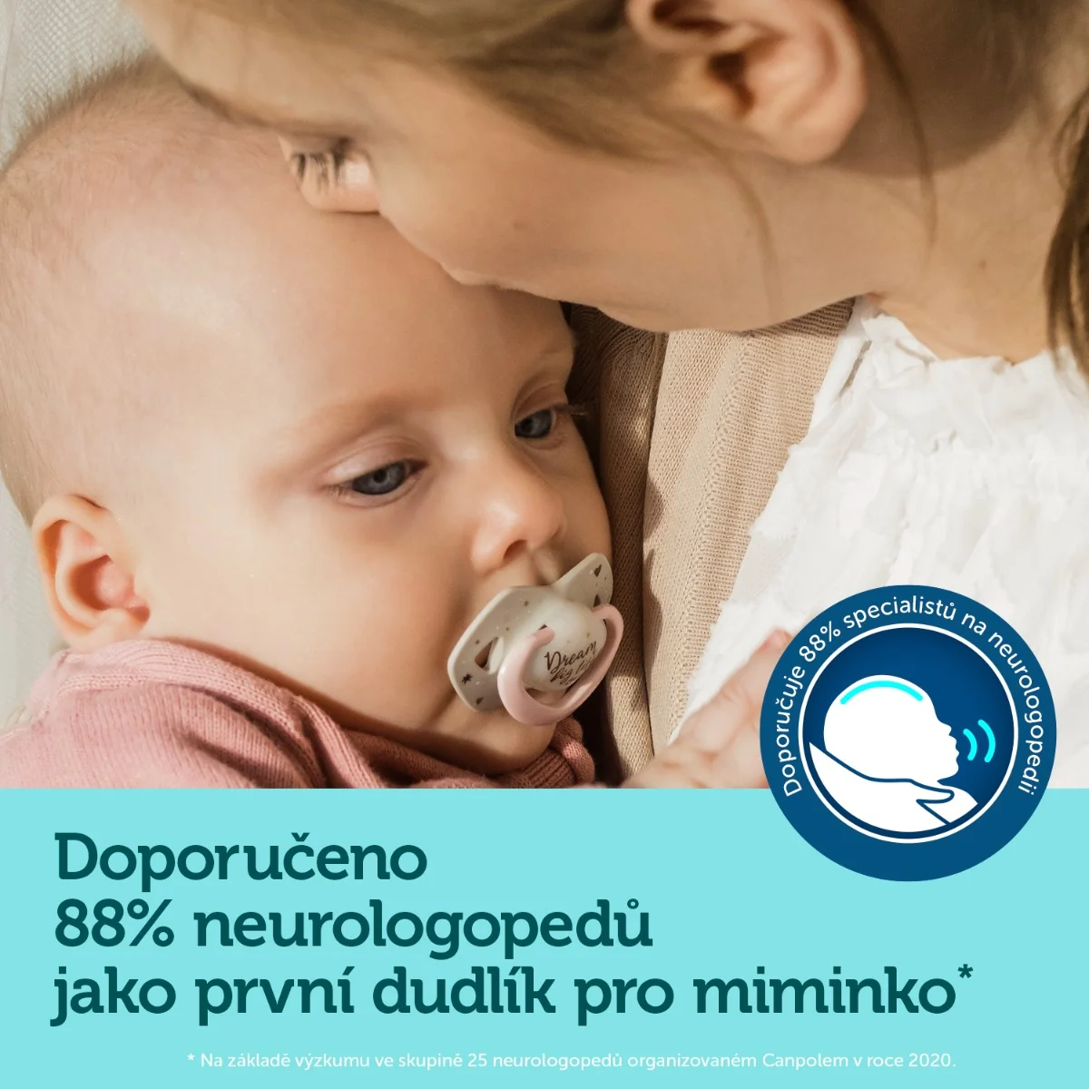 Canpol babies Set symetrických silikonových dudlíků 6-18m SLEEPY KOALA 2 ks růžový