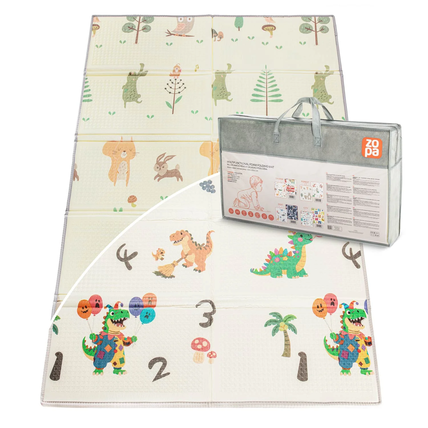 Zopa Multifunkční pěnová skládací podložka oboustranná 180x120, Forest 1