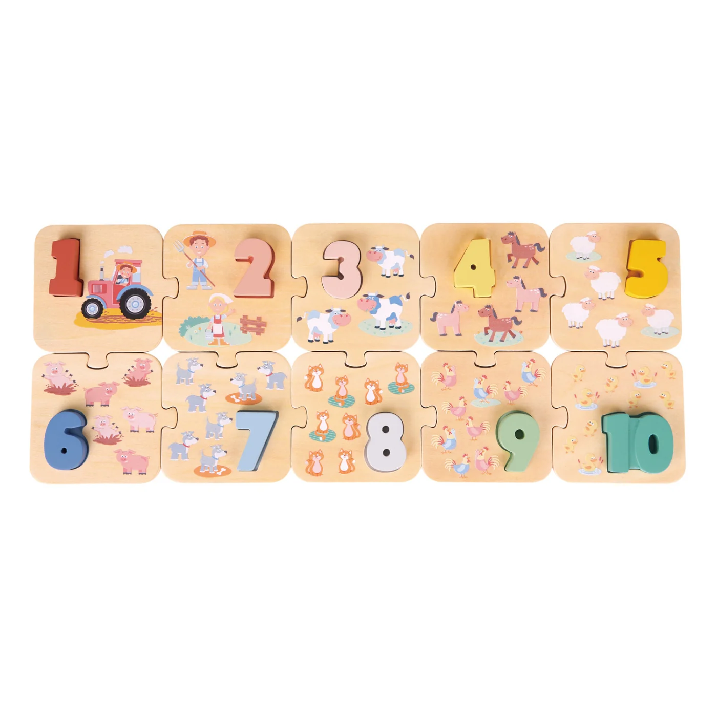 New Classic Toys Puzzle - Učíme se číslice - farma 