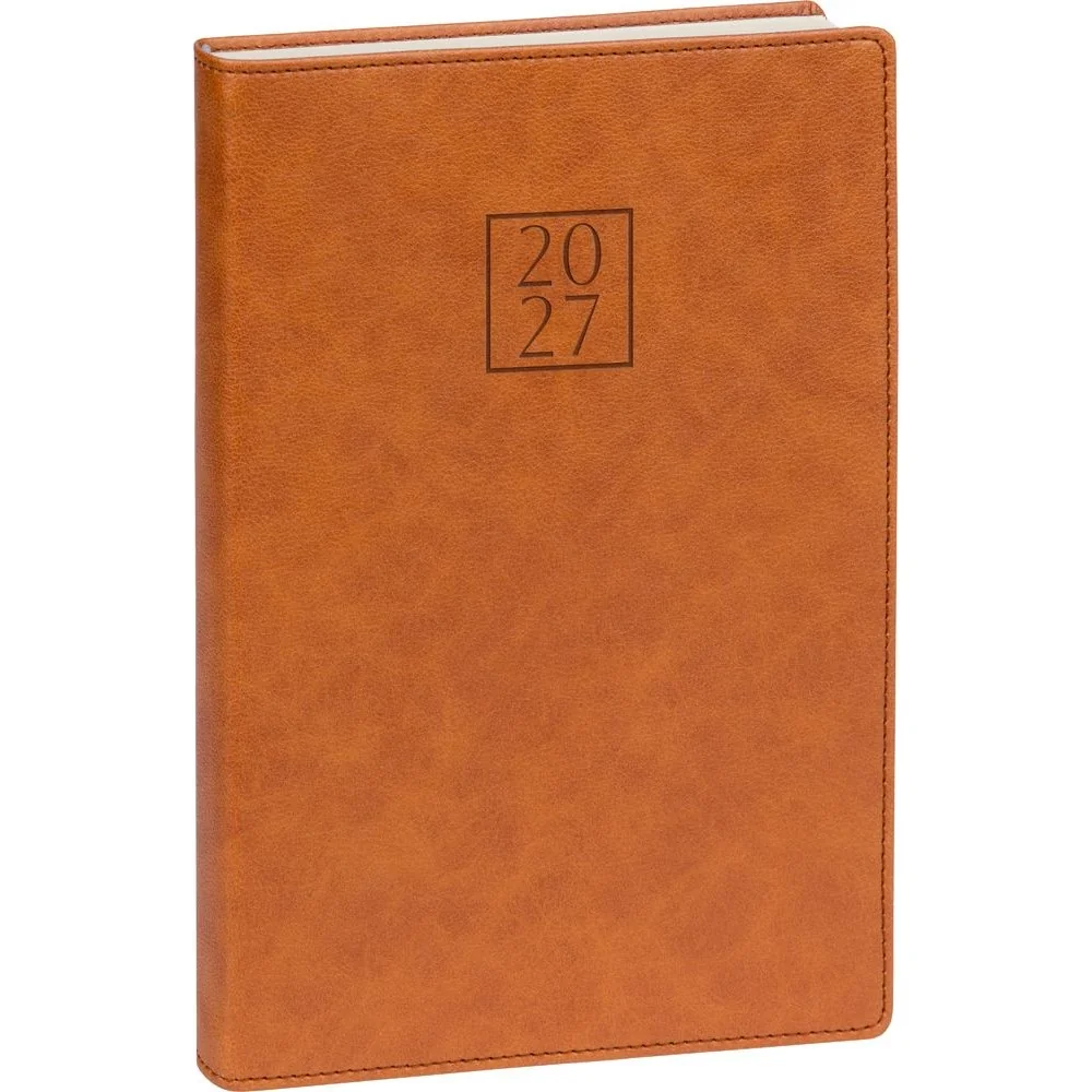 NOTIQUE Prestigio denní diář 2027, hnědý, A5 15 × 21 cm