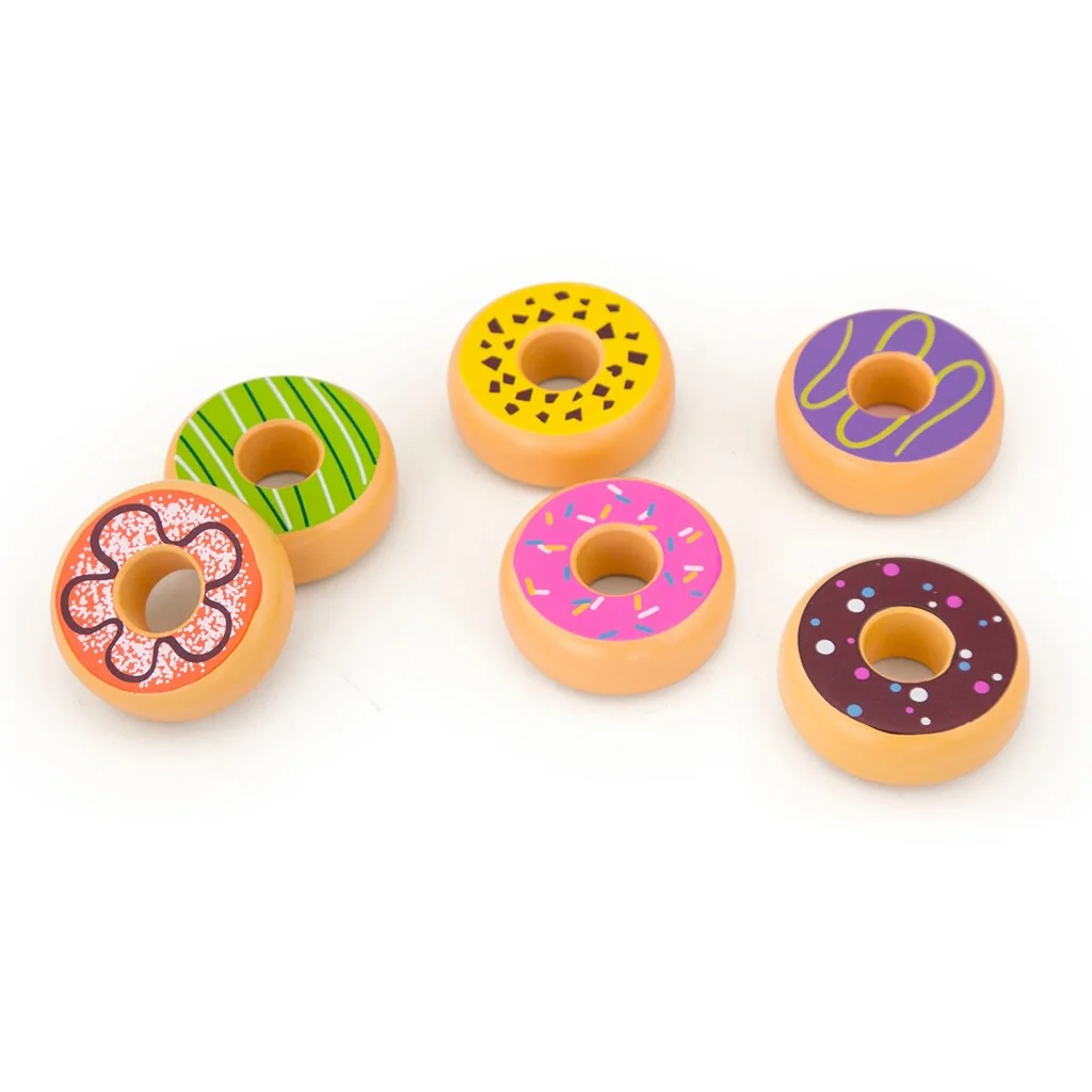 Viga Dětská dřevěná hračka  sada 6 dřevěných donutů