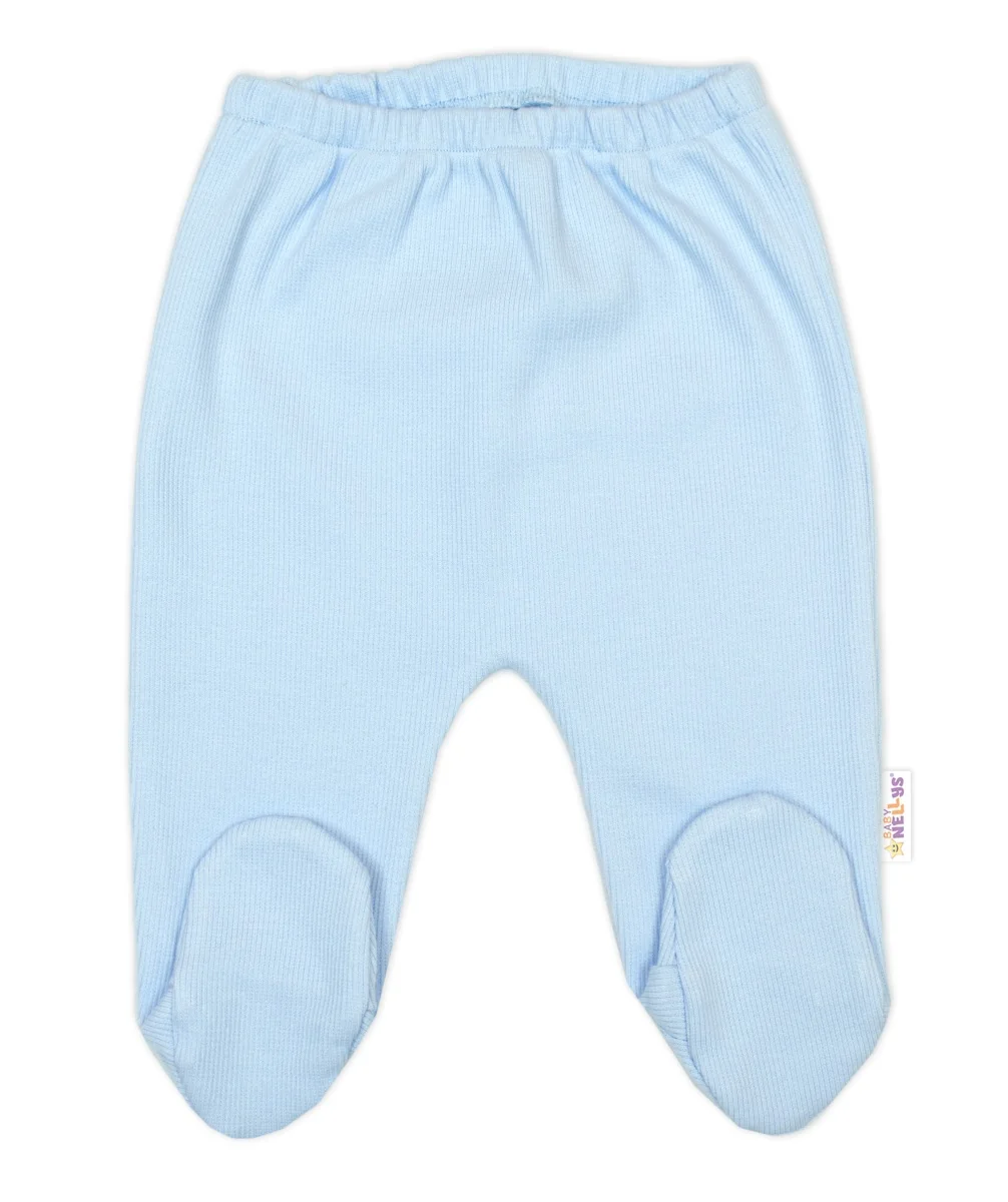 Baby Nellys Žebrovaná sada, Star, body, polodup., kabátek, čepička - modrá/bílá, 68