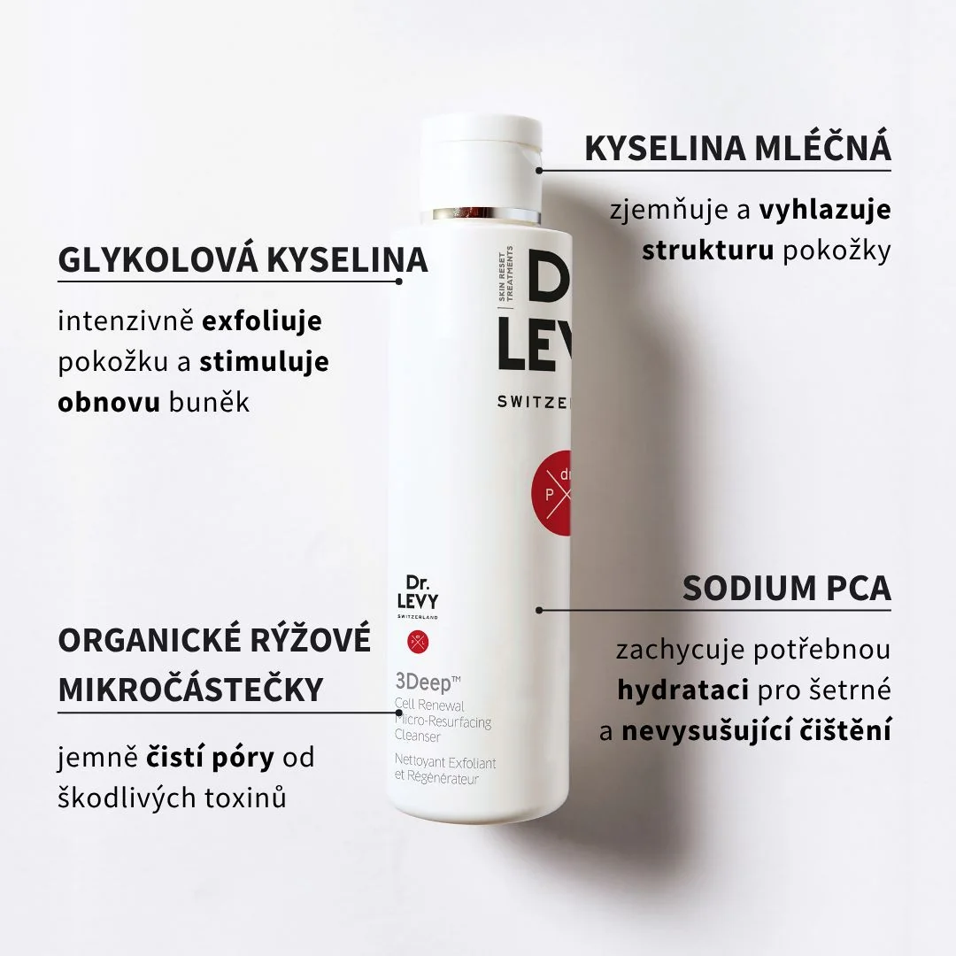 Dr. LEVY Čisticí gel, exfoliace a maska 3v1 150 ml