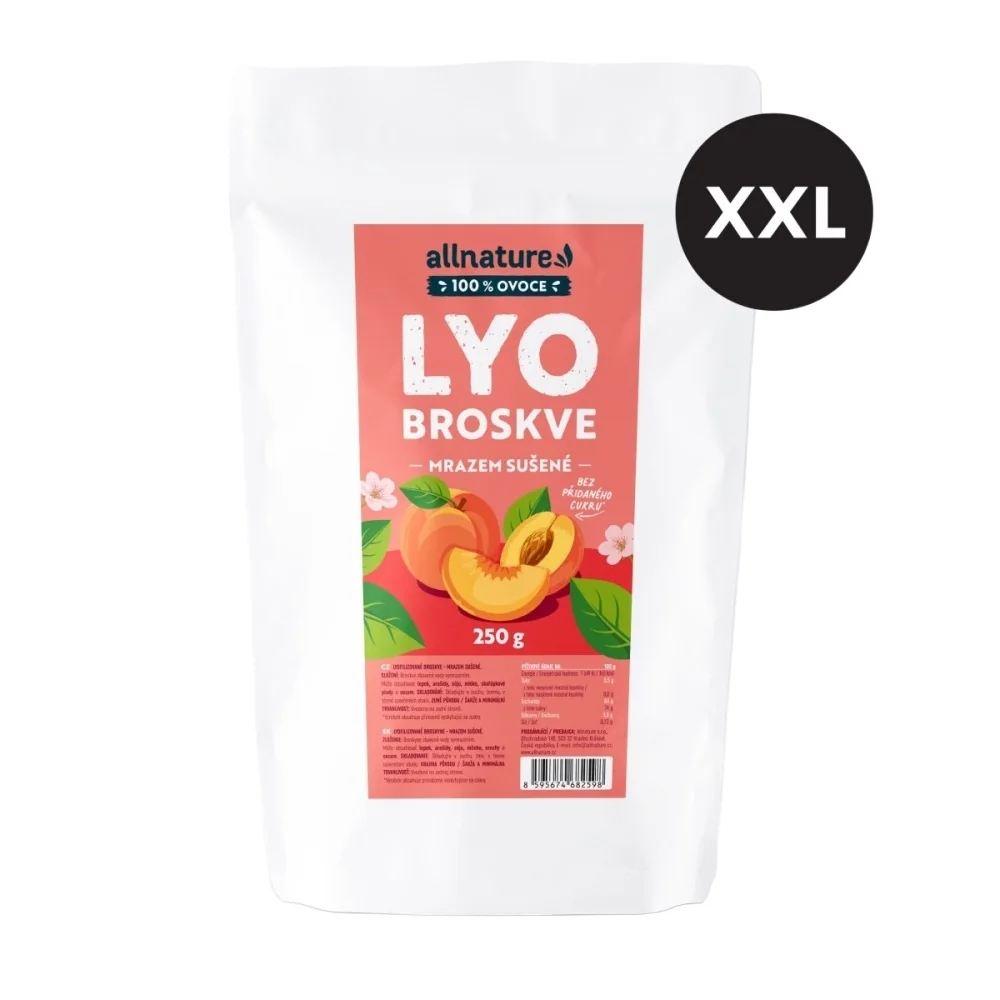 Allnature Broskev sušená mrazem XXL 250 g