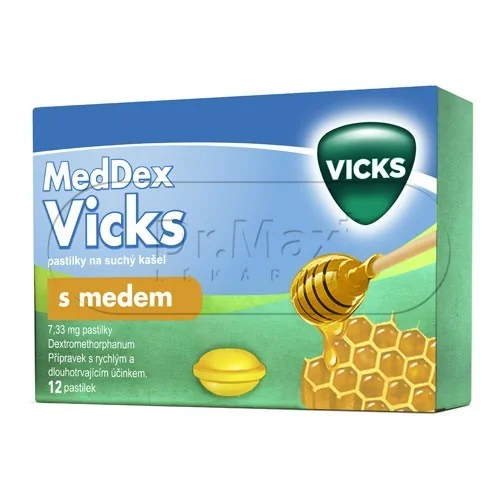 MedDex Vicks pastilky na suchý kašel s medem orm.pas.12x7.33mg