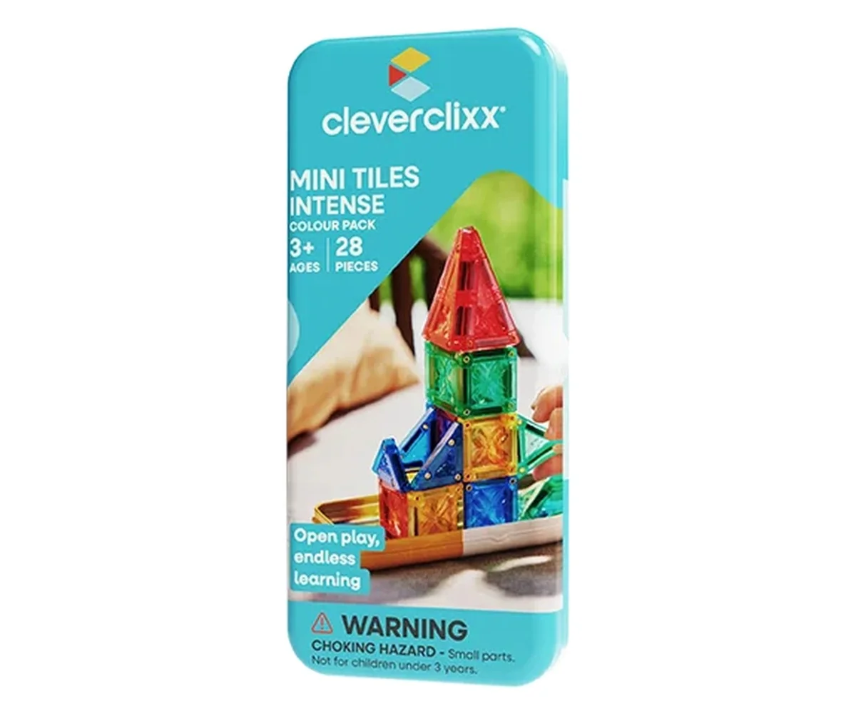 Cleverclixx Magnetická stavebnice Mini Tiles Pack Intense - 28 ks