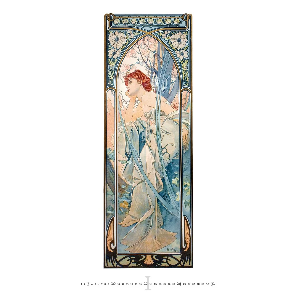 Helma Nástěnný kalendář Alfons Mucha 2027 31,5 × 63 cm