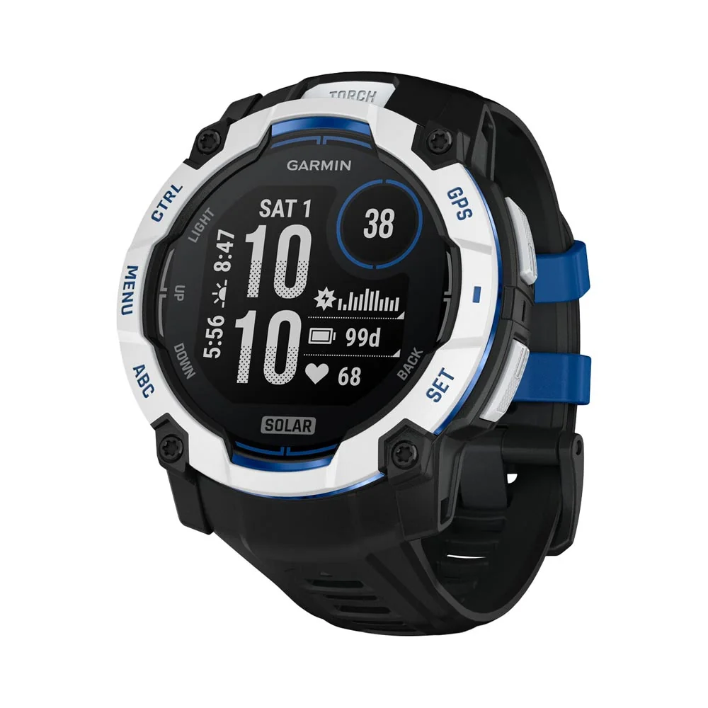 Garmin Instinct 3 Solar 50 mm chytré hodinky Whitestone Black/Blue