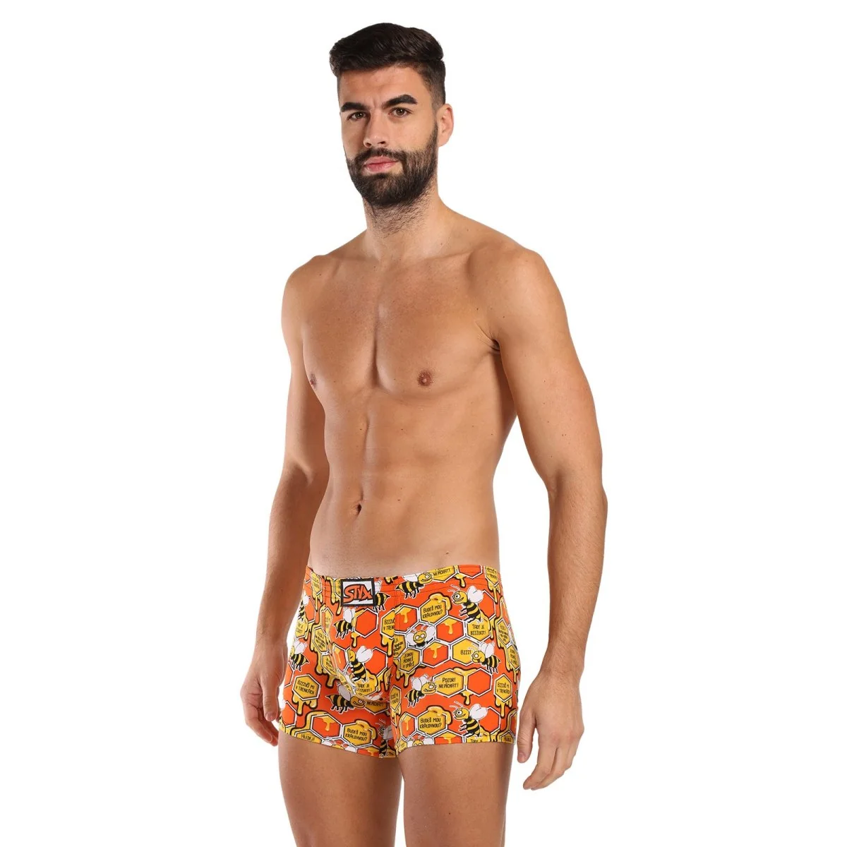 Styx Pánské boxerky long art klasická guma včelky (F1654) M