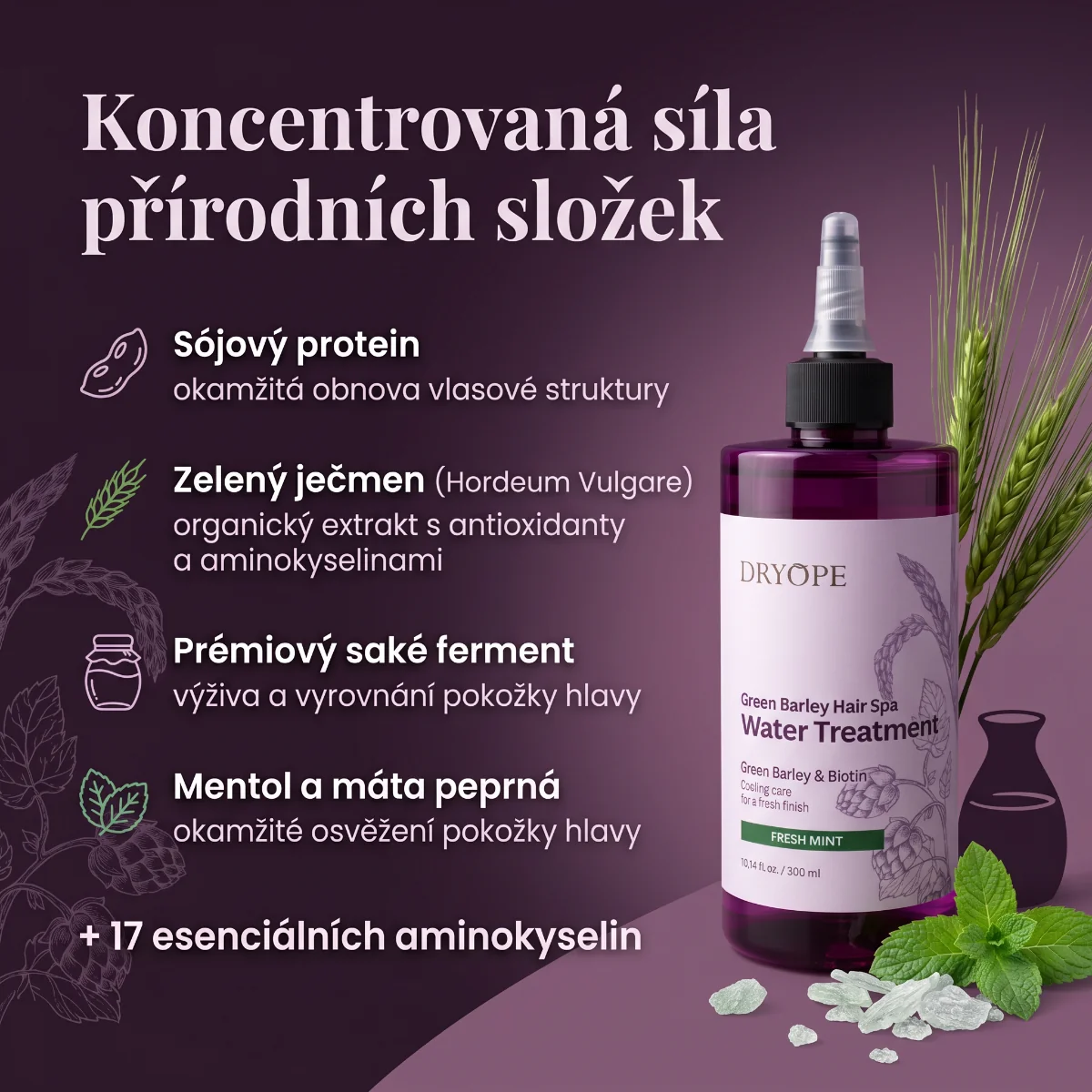 DRYOPE Fresh Mint intenzivní péče při vypadávání vlasů 300 ml