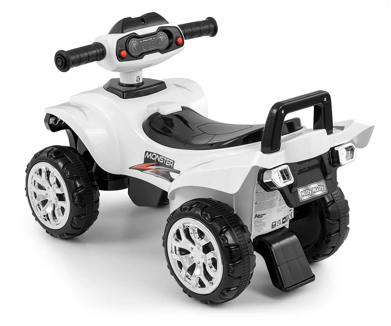 Milly Mally Dětské odrážedlo čtyřkolka Quad Monster Milly Mally, zvuky, světlo - bílé
