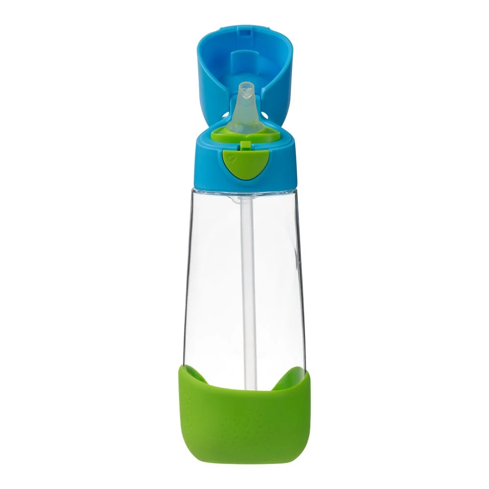 B.BOX Lahev na pití s brčkem 600 ml - modrá/zelená