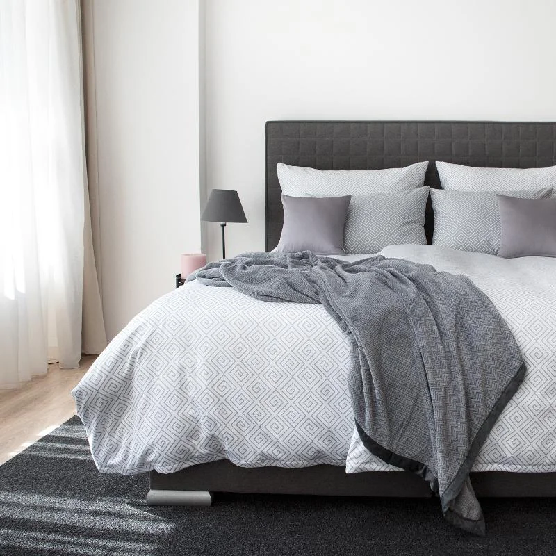 SCANquilt povlečení SATÉN DESIGN kristal bílošedá+šedobílá 140 x 200/70 x 90 cm