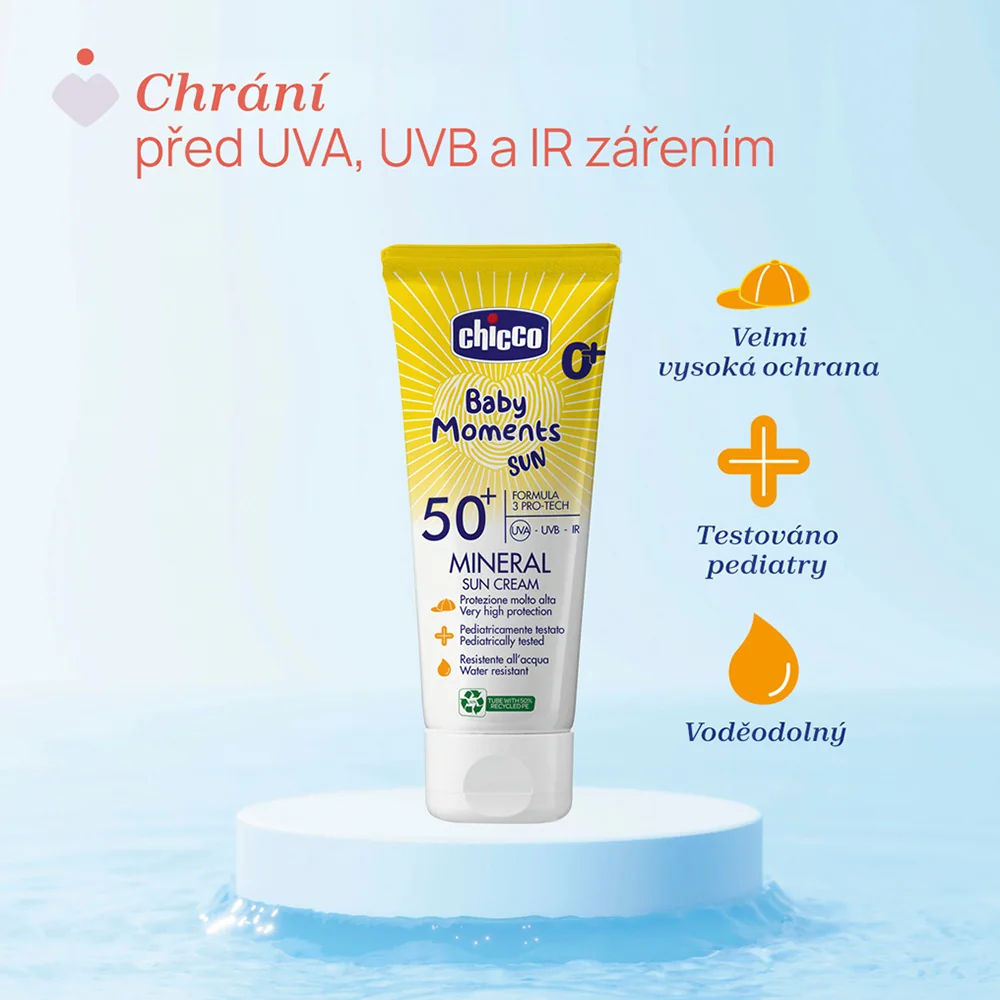 Chicco Dětský krém na opalování s minerály SPF50+ 0m+ 75 ml