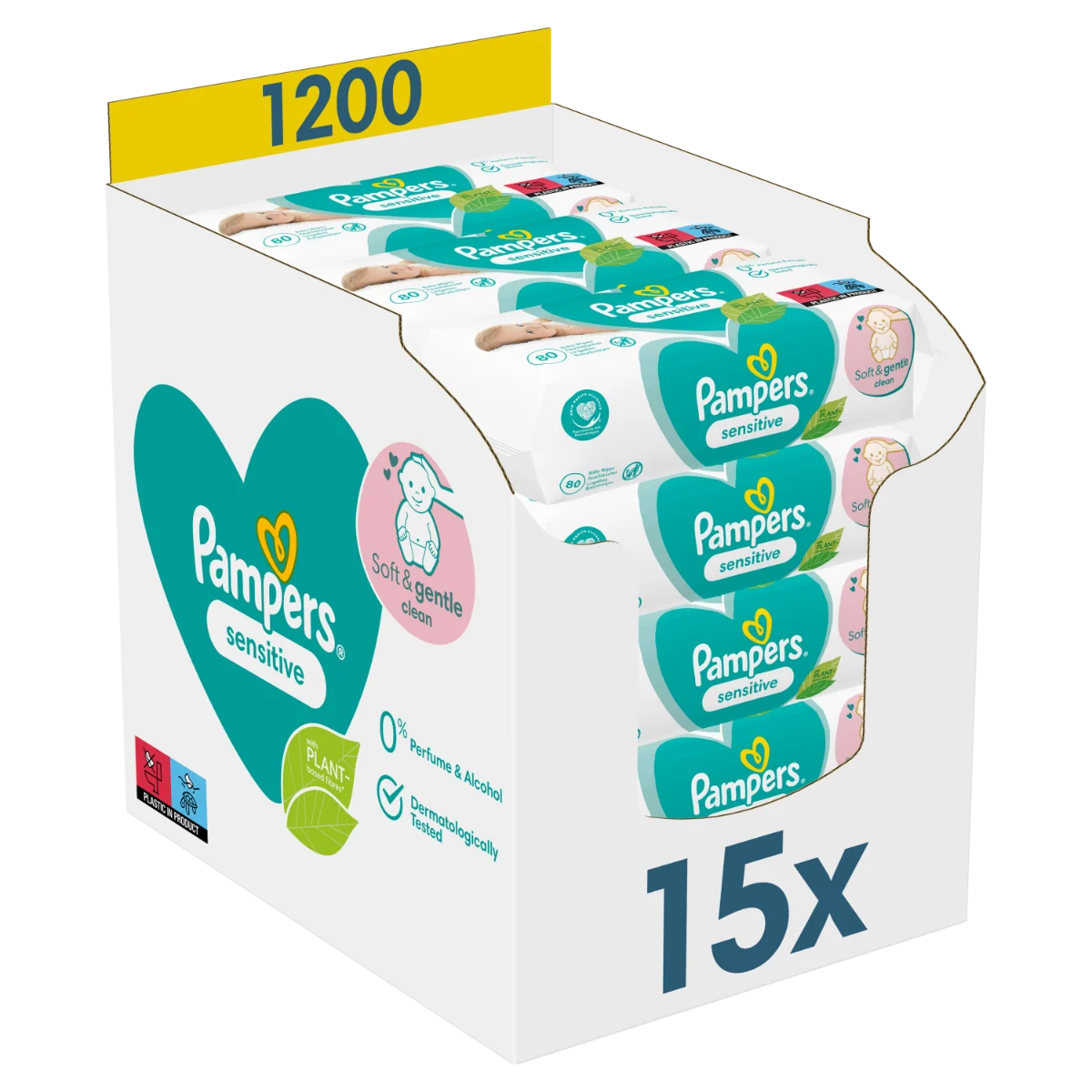 Pampers Sensitive vlhčené ubrousky 15x80 ks